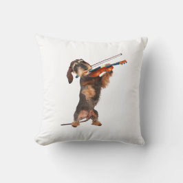 De Wirehaered Dachshund die een Violin speelt Kussen