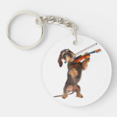 De Wirehaered Dachshund die een Violin speelt Sleutelhanger (Voorkant)