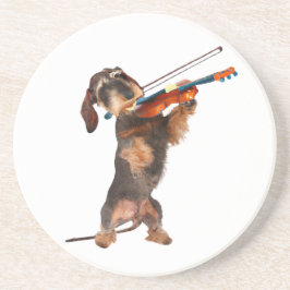De Wirehaered Dachshund die een Violin speelt Zandsteen Onderzetter