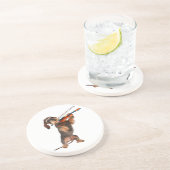 De Wirehaered Dachshund die een Violin speelt Zandsteen Onderzetter (Zijkant)