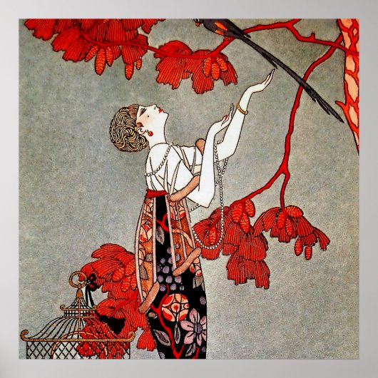 De Wispelturige Vogel door George Barbier Poster (Voorkant)