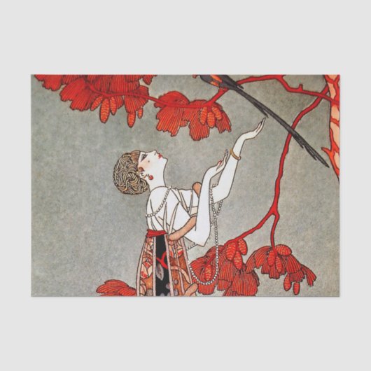 De Wispelturige Vogel door George Barbier Tissuepapier (Voorkant)