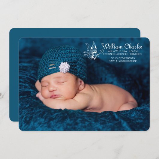 De witte Aankondiging van de Geboorte van de Foto (Voorkant / Achterkant)