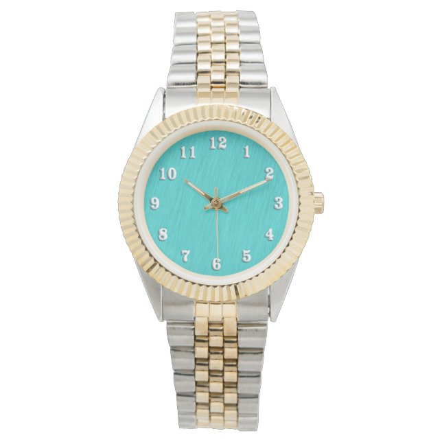De witte Aantallen van de Contours van Turquoise Horloge (Voorkant)