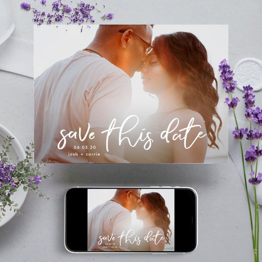 De witte bekleding van de Calligrafie sparen de Ka Save The Date
