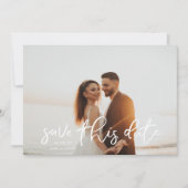 De witte bekleding van de Calligrafie sparen de Ka Save The Date (Voorkant)