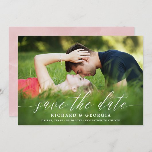 De witte Bekleding van het Manuscript van het Gesc Save The Date (Voorkant / Achterkant)