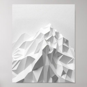 De Witte Berg: Een Minimalistische Geometrische Sc Poster