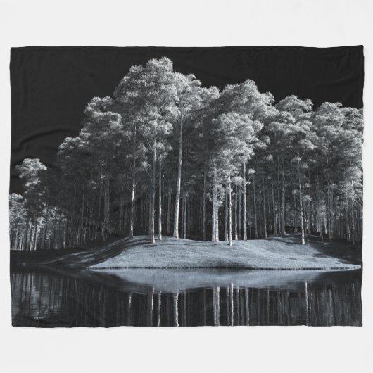 De witte Bossen (nacht) Fleece Deken (Voorkant (Horizontaal))