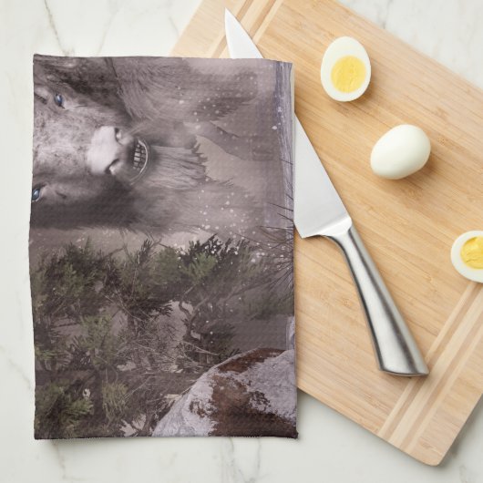 De witte buffel theedoek (Quarter Fold)