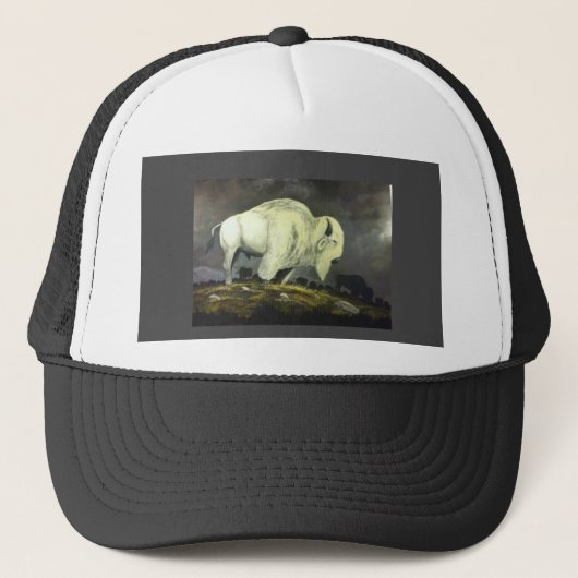 De witte buffelhoed trucker pet (Voorkant)