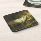 De Witte Bull in de Stable (olie op canvas) Bier Onderzetter (Linkerzijde)