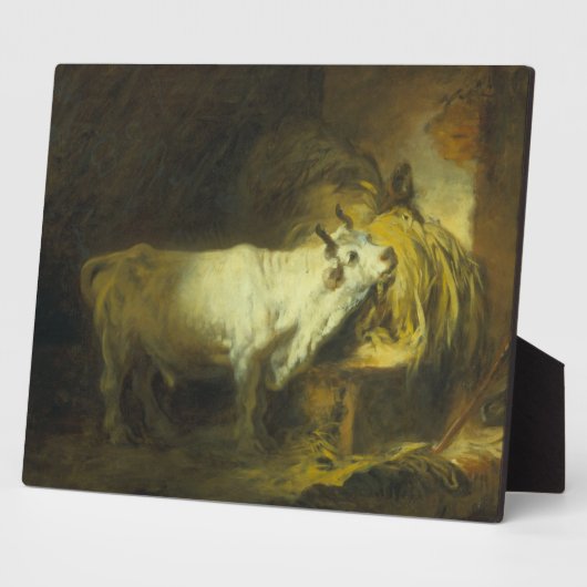 De Witte Bull in de Stable (olie op canvas) Fotoplaat (Zijkant)
