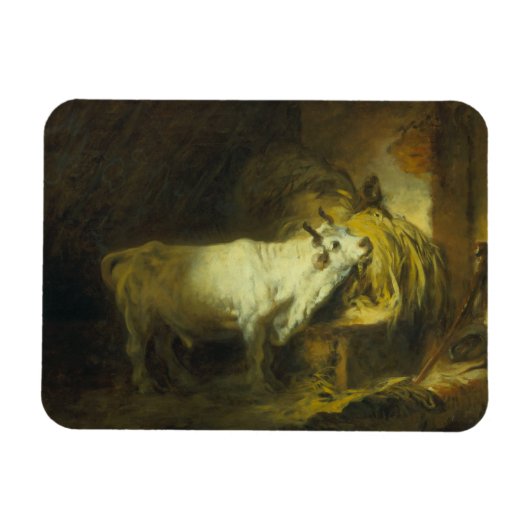 De Witte Bull in de Stable (olie op canvas) Magneet (Horizontaal)