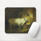 De Witte Bull in de Stable (olie op canvas) Muismat (Met muis)
