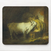 De Witte Bull in de Stable (olie op canvas) Muismat (Voorkant)