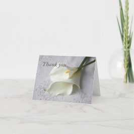 de witte calla lelies op linnen danken u kaarden bedankkaart