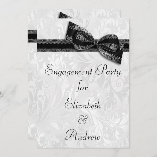 De Witte Damask van de Engagement Party en Faux Bo Kaart (Voorkant / Achterkant)