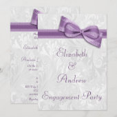 De Witte Damask van de Engagement Party en Faux Bo Kaart (Voorkant / Achterkant)