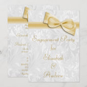 De Witte Damask van de Engagement Party en Faux Bo Kaart (Voorkant / Achterkant)