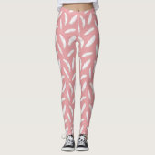 De witte Druk van de Veer op de Roze van Shell Leggings (Voorkant)