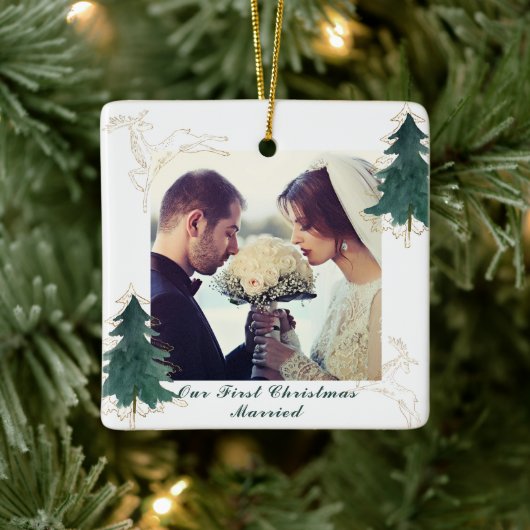 De witte elegante Waterverf behandelt onze eerste Keramisch Ornament (Boom)