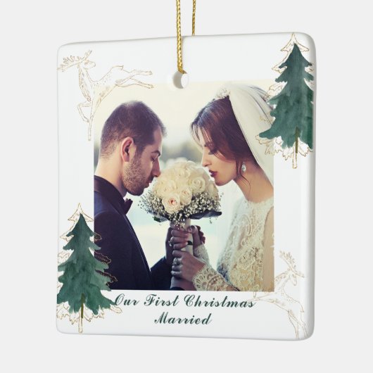 De witte elegante Waterverf behandelt onze eerste  Keramisch Ornament (Links)