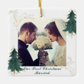 De witte elegante Waterverf behandelt onze eerste Keramisch Ornament (Voorkant)