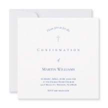 de witte en blauwe Uitnodiging van de Bevestiging