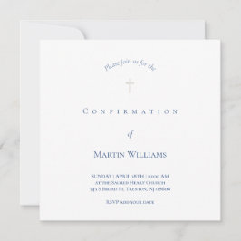 de witte en blauwe Uitnodiging van de Bevestiging