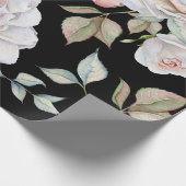 De witte en Roze Zwarte Achtergrond van de Rozen Cadeaupapier (Hoek)