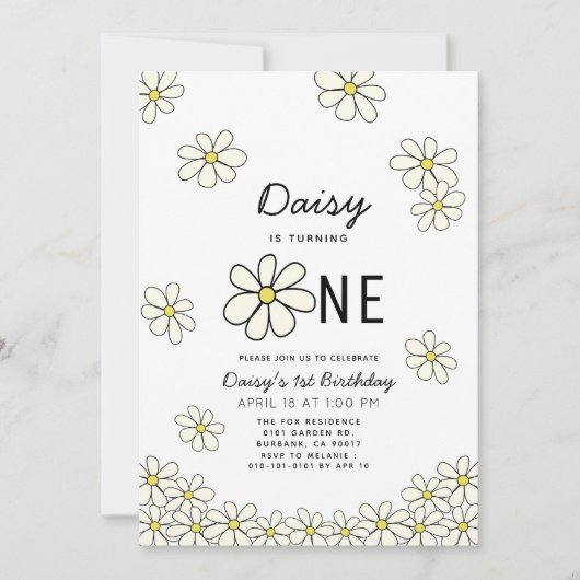 De witte Floral van 1 september Kaart (Voorkant)