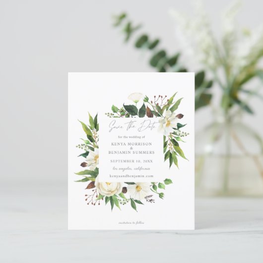 De Witte Floral van de begroting & Greenery sparen (Staand voorkant)