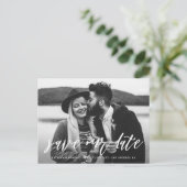 De Witte Foto van het Schrijven van de Hand sparen Aankondigingskaart (Staand voorkant)