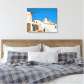 De witte gebouwen en de windmolens op de canvas afdruk (Insitu (Slaapkamer))