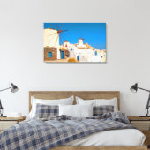 De witte gebouwen en de windmolens op de canvas afdruk (Insitu (Slaapkamer))