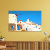 De witte gebouwen en de windmolens op de canvas afdruk (Insitu (Woonkamer))