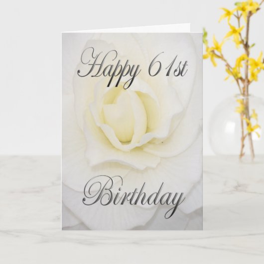 De witte Gelukkige 61ste Verjaardag van de Bloem Kaart (Gele Bloem)