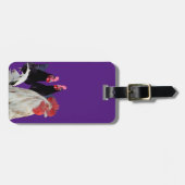 De witte haan en zijn zwarte kippen bagagelabel (Voorkant horizontaal)