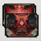 De witte Halloween Red Black en Gold Wedding Kaart (Voorkant / Achterkant)