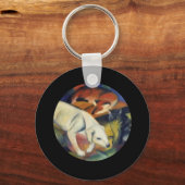 De witte hond, FIne Art van Franz Marc Sleutelhanger (Voorkant)