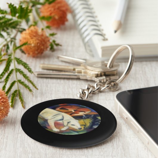 De witte hond, FIne Art van Franz Marc Sleutelhanger (Zijkant)
