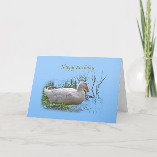 De witte Kaart van de Verjaardag van de Eend Pekin (Voorkant)