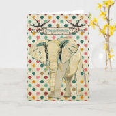 De witte Kaart van de Verjaardag van de Olifant (Gele Bloem)