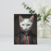 De witte kat briefkaart (Staand voorkant)