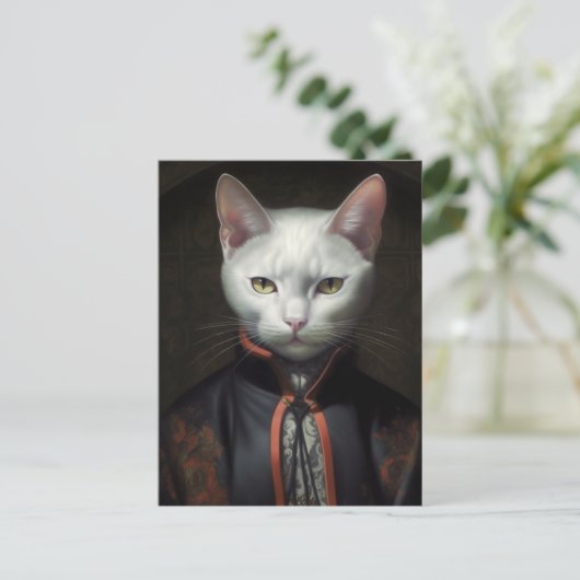De witte kat briefkaart (Staand voorkant)