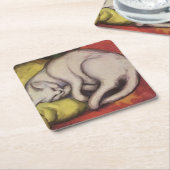 “De witte kat” door Franz Marc Kartonnen Onderzetters (Schuin)
