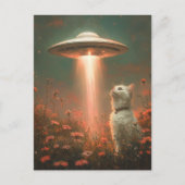 De witte kat en een ufo briefkaart (Voorkant)