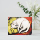De witte kat schilderij van Franz Marc Briefkaart (Staand voorkant)