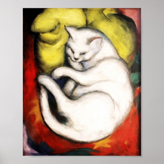 De witte kat schilderij van Franz Marc Poster (Voorkant)